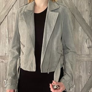Urban Outfitters Grey Leather Suede Biker Jacket